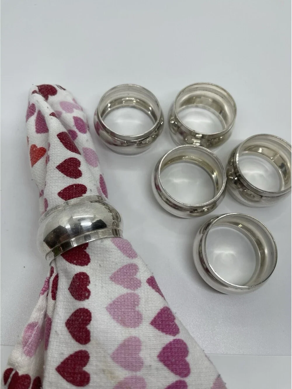 Silver Metal Soft Rounded Napkin Rings Set Of 6
